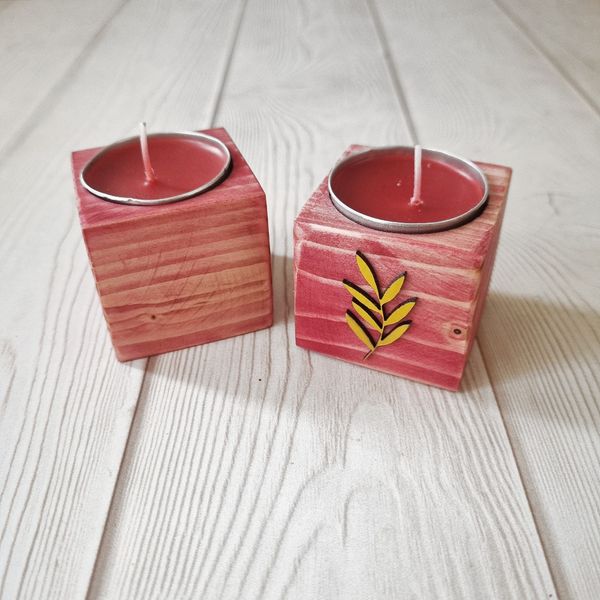 جاشمعی چوبی دست‌ساز رنگی مخصوص شمع وارمری