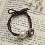 کش موی گل و مروارید قهوه ای