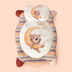 تشک تعویض دوتکه مخمل دست و پادار طرح خرس وماه