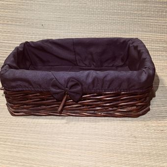 سبد نان مروار حصیری شرابی مستطیل پارچه دار