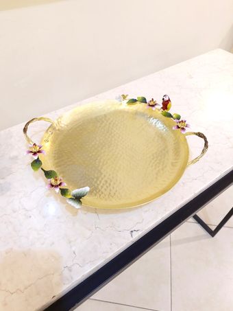 سینی دسته دار دایره کوچک برنجی | مدل 5