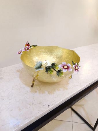 میوه خوری چوب دالبر برنجی | مدل 3