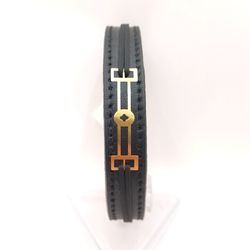 دستبند چرم طلا 18 عیار طرح هندسی میاگالری