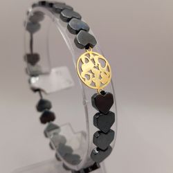 دستبند حدید طلا 18 عیار طرح قلب میا گالری