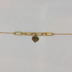 دستبند طلا 18 عیار زنانه گالری طرح قلب آویز میا گالری