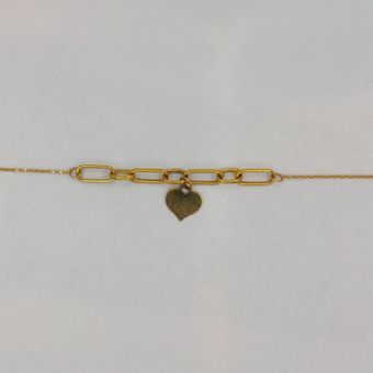 دستبند طلا 18 عیار زنانه گالری طرح قلب آویز میا گالری