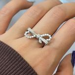 انگشتر زنانه پاپیون مرواریدی فری سایز (رنگ ثابت)