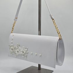 کیف عروس کد 463 ترکیبی گلدوزی نگینی