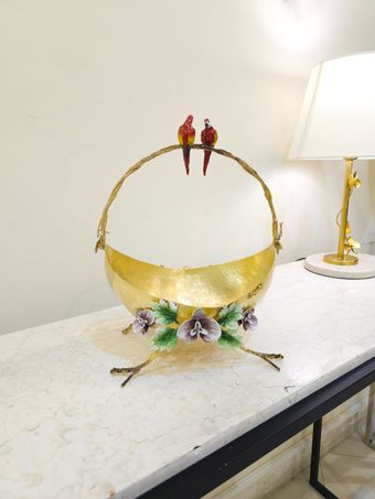 کشکول برنجی | مدل هماوند دو طوطی کد 7
