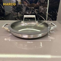 ماهیتابه استیل نچسپ  نومر سایز30 h2 ضمانت اصالت کالا و ارسال یک هفته ای و رایگان /گارانتی 24 ماهه مارکو تجارت
