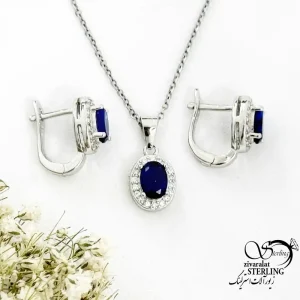 نیمست نقره طرح یاقوت کبود عیار925 کد 20316