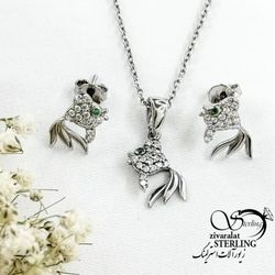 نیمست نقره 925 عیار طرح ماهی کد 20360