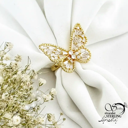 انگشتر مجلسی جواهری فری سایز طرح پروانه فول نگین کد 20390