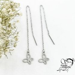 گوشواره بخیه ای برند استیل آویز پروانه کد 20526