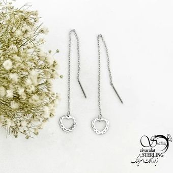 گوشواره استیل بخیه آویز قلبی کد 20528