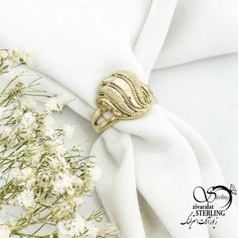 انگشتر برند طلاروس طرح منحنی مشابه طلا کد 20547