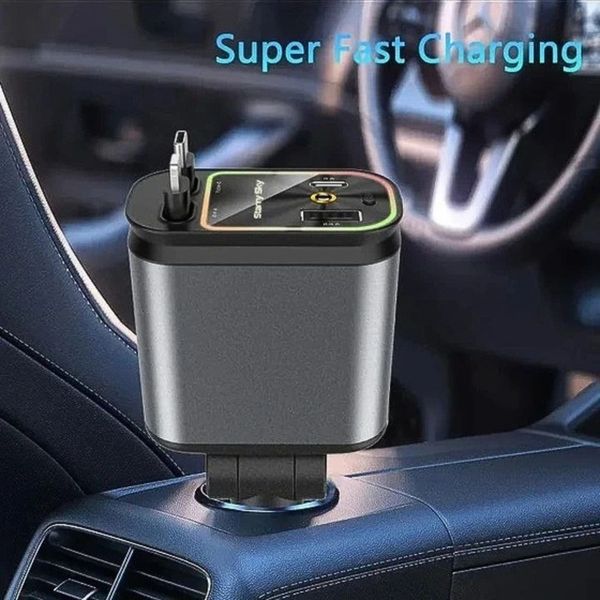 شارژر فندکی خودرو 4 کاره 66 وات مدل B1 / فست شارژ با نور کهکشانی
