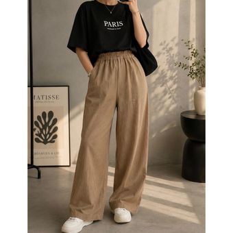 شلوار لینن کرم تیره