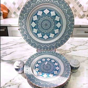 9پارچه چینی فیروزه ای