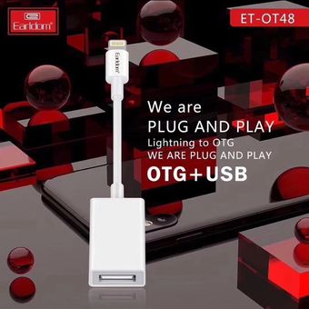 کابل تبدیل لایتنینگ به USB OTG ارلدام مدل ET-OT48 طول 10 سانتی متر