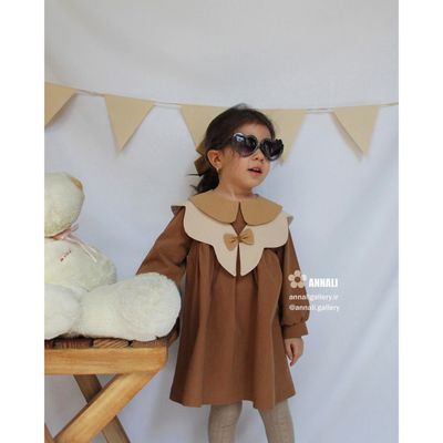 پیراهن دخترانه آلا رنگ قهوه ای