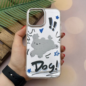 قاب گوشی iPhone 13 Pro Max آیفون آینه ای دور سیلیکونی طرح Dog