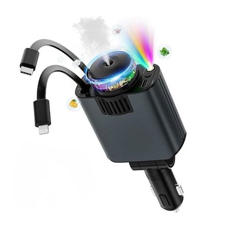 شارژر فندکی خودرو پنج کاره W&O مدل Starlight با رایحه افشانی و نورپردازی