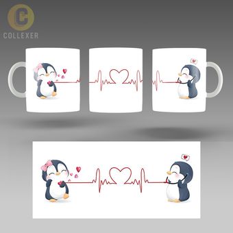 ماگ عاشقانه فان طرح عشق پنگوئنی (Penguin Love) Funny Style Mug - کد 06 (معمولی ، مشکی ، حرارتی)