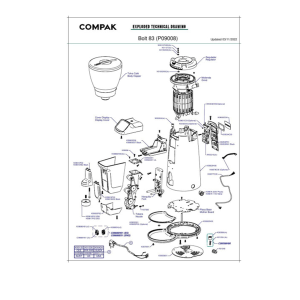 آسیاب قهوه آندیمند صنعتی کامپک اسپانیا مدل Compak BOLT 83 با تیغه تخت 83 میلیمتری