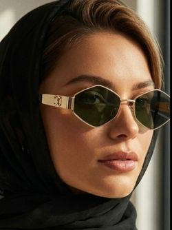 عینک آفتابی طرح لوزی سلین - فریم طلایی عدسی مشکی (UV400)Celine Sunglasses