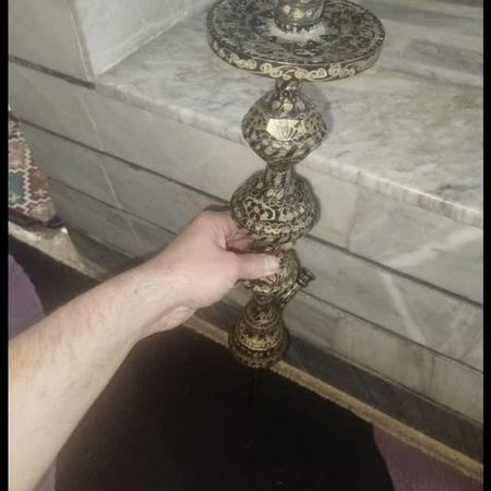 قلیون برنجی معرق کاری با مهر  سیداقلو