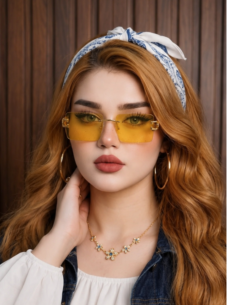 عینک آفتابی زنانه دید در شب و روز کارتیر طرح مربعی سبز روشن هایلایت