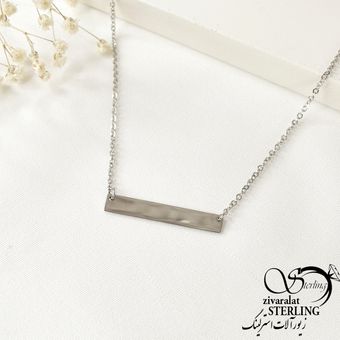 گردنبند ظریف زنانه مستطیلی سفید کد 3268