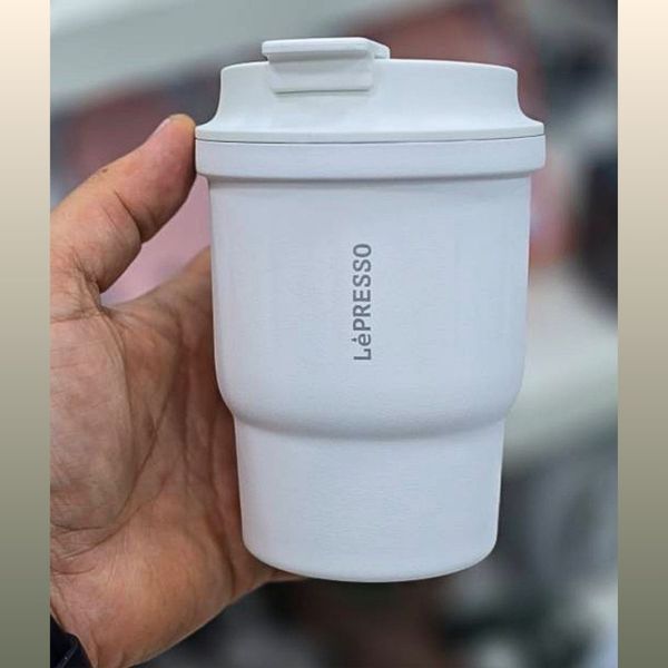 لیوان دوجداره حرارتی لپرسو LePresso / ظرفیت 450 میلی‌لیتر / ماگ سفری (تراول ماگ) دوجداره