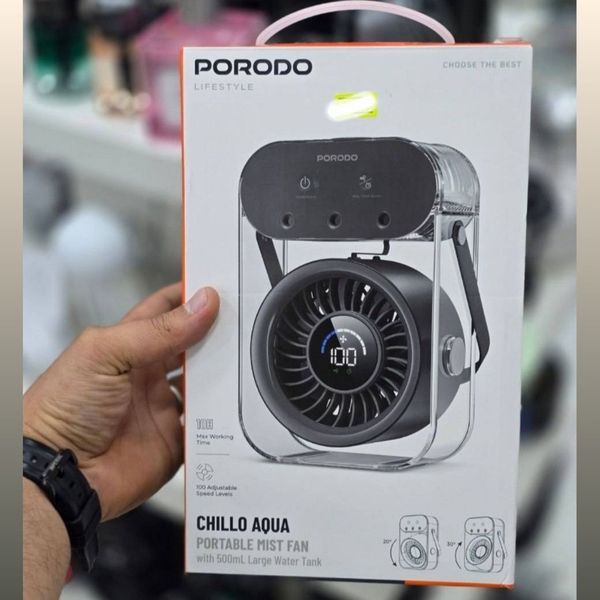 پنکه مه‌پاش قابل حمل پرودو Porodo Lifestyle / پنکه شارژی و رطوبت‌ساز
