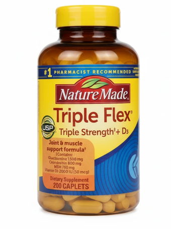 **کپسول تقویت مفاصل نیچر مید Triple Flex Triple Strength + D3 کمک به حفظ سلامت غضروف، تحرک و انعطاف مفاصل Nature Made Triple