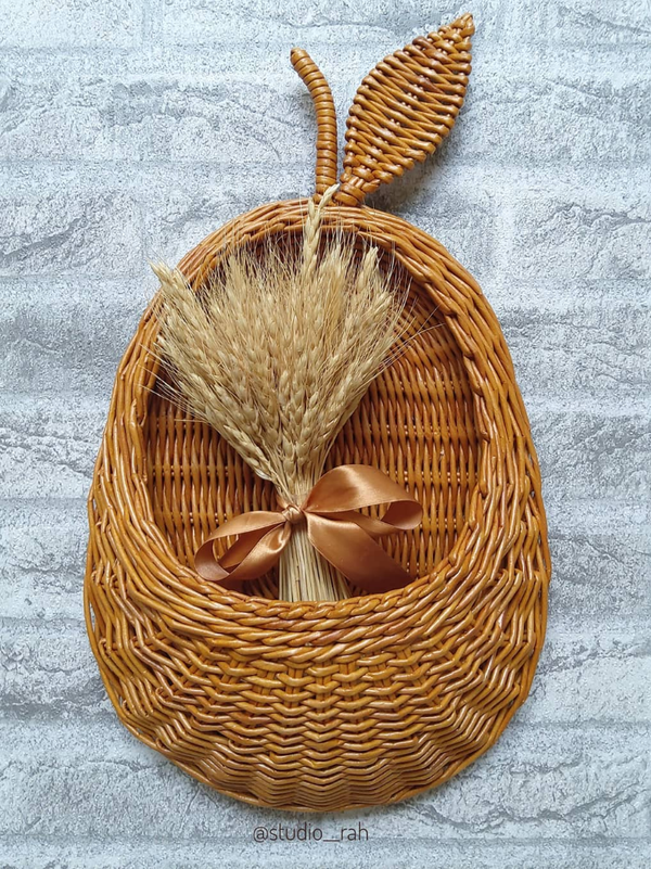 گلدان گلابی بزرگ حصیری استودیو راح