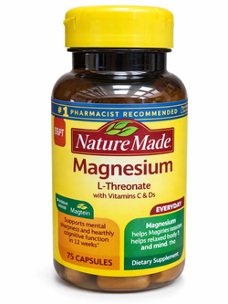 منیزیم ال-ترئونات نیچرمید با ویتامین C و  **Nature Made Magnesium L‑Threonate with  C & D3 – 75 Capsul