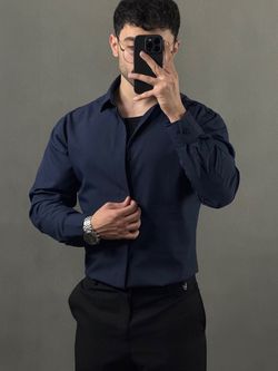 پیراهن دوشین آستین بلند سورمه ای