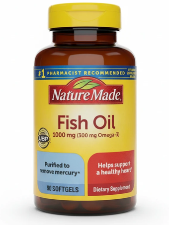 روغن ماهی نیچرمید 1000 میلی‌گرم    **Nature Made Fish Oil 1000 mg (300 mg Omega-3) – 90 Softgels**