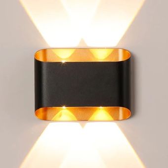 چراغ دیواری لنزدار مشکی و طلایی ضدآب کد 762