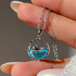 گردنبند دلفین جواهری آبی