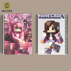 دفتر طرح بازی ماینکرافت طرح دخترانه (Minecraft) کد 04 (دو طرف چاپ )