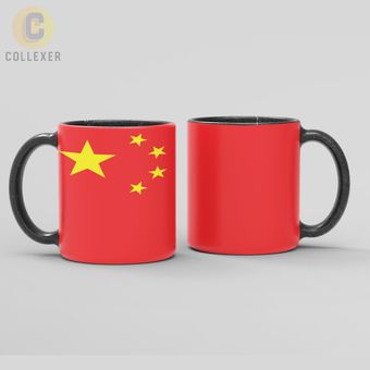 ماگ طرح پرچم کشور چین (China) - (سفید ، مشکی ، حرارتی)