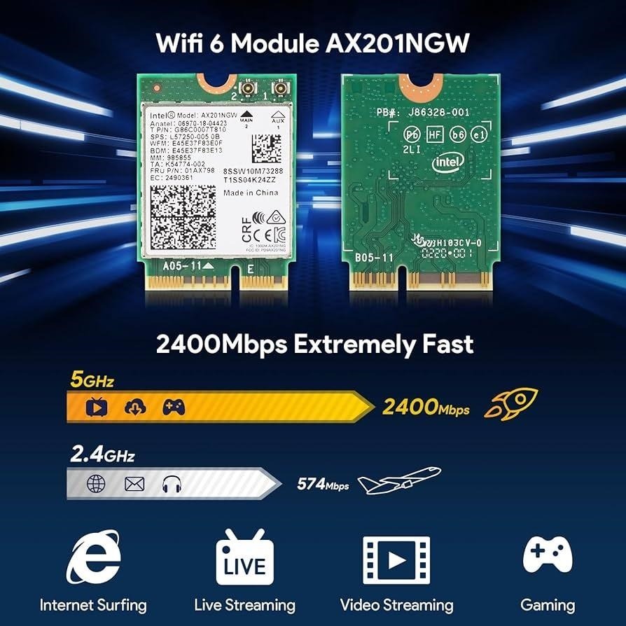 Cnvio3 Module کارت وایرلس لپ تاپ Intel AX201NGW Wi-Fi 6 M.2 CNVio2