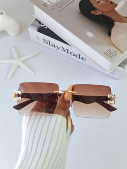 عینک آفتابی کارتیر Cartier قهوه‌ای مربعی زنانه UV400