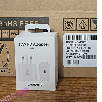 سری شارژر سوپر فست 25 وات سامسونگ  سه پین سفید