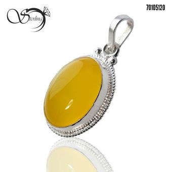 پلاک نقره زنانه با سنگ شرف الشمس زرد بدون زنجیر کد 2637