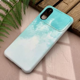 قاب گوشی Galaxy A02 سامسونگ ضد ضربه دور سیلیکونی دو تکه آبرنگی محافظ لنز دار کشویی کد 26421