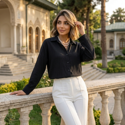 شومیز زنانه نخی مدل پرنیان مشکی